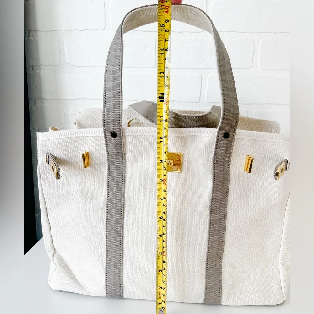 Canvas & Grey Tote – Neutral Minimal Carryall NEW & Ready to Ship